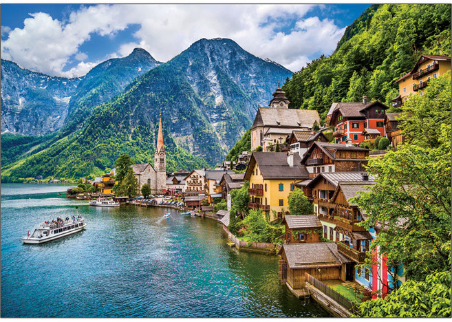 拼圖韓國美麗的哈爾施塔特村景觀拼圖 3118, 1000 件, 混色, 1000件