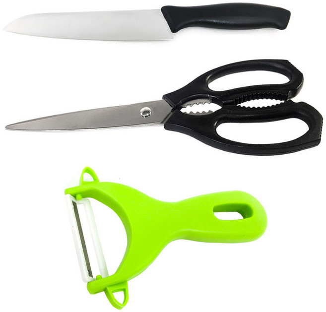 코코렉스 렉스 고급과도 + 주방가위 블랙 + 감자칼 미니, 1세트, 과도 + 가위 + 감자칼그린