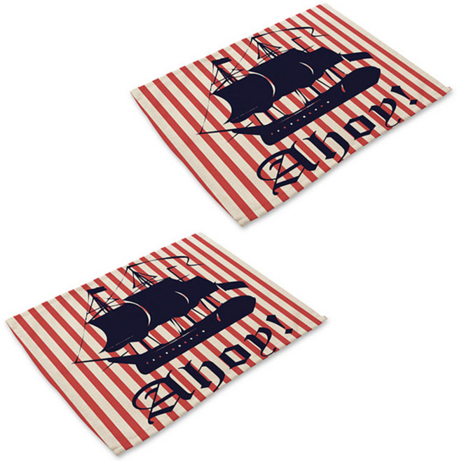 핑크망고 선박요트 식탁매트 2p, D, 42 x 32 cm