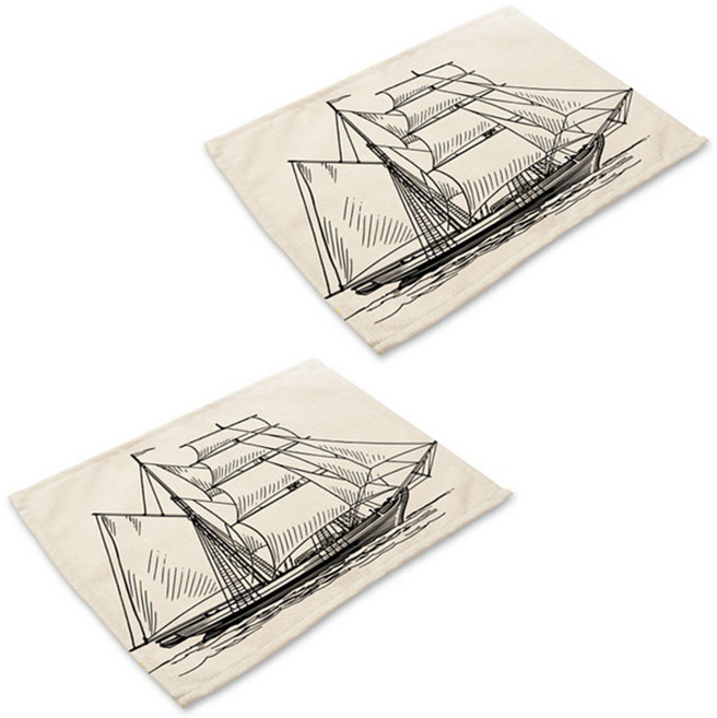 핑크망고 선박요트 식탁매트 2p, J, 42 x 32 cm