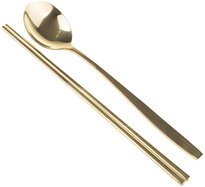 퀸센스 티타늄 제니 수저세트, 연골드, 숟가락 + 젓가락, 1세트