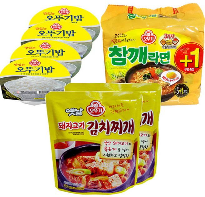 오뚜기 종합 자취세트2호 돼지고기김치찌개 280g x 2p + 오뚜기밥 210g x 4p + 참깨라면 115g x 6p, 1세트