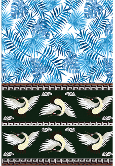 로엠디자인 실리콘 식탁매트 풀블루 + 학, 혼합 색상, 385 x 285 mm, 1개