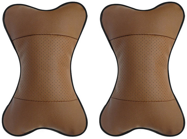 엠노블 브리드 가죽 목 쿠션 2p, 브라운, 2개