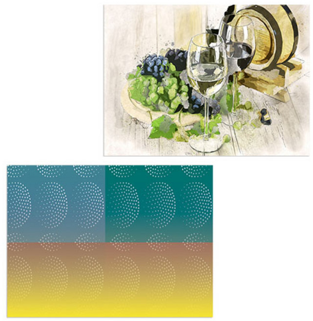 로엠디자인 실리콘 식탁매트 와인 + 점들에여행, 혼합 색상, 385 x 285 mm