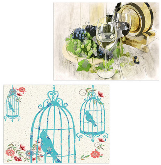 로엠디자인 실리콘 식탁매트 와인 + 새들의노래, 혼합 색상, 385 x 285 mm