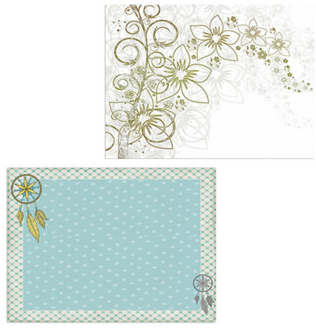 로엠디자인 실리콘 식탁매트 꽃향기 화이트 + 인디언깃털, 혼합 색상, 385 x 285 mm