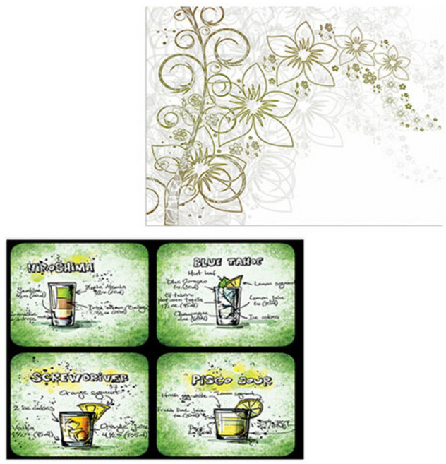 로엠디자인 실리콘 식탁매트 꽃향기 화이트 + 음료, 1, 385 x 285 mm, 1개