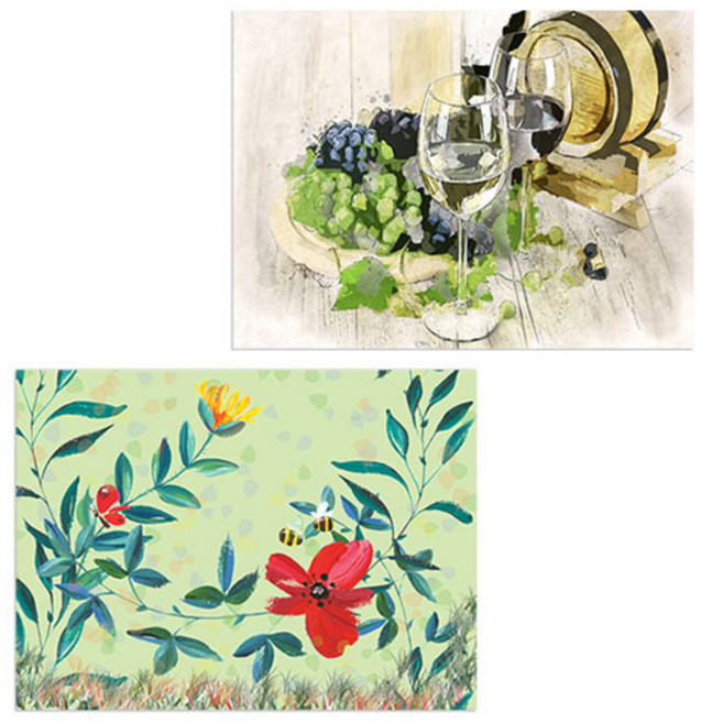 로엠디자인 실리콘 식탁매트 와인 + 꿀벌의 오후, 혼합 색상, 385 x 285 mm