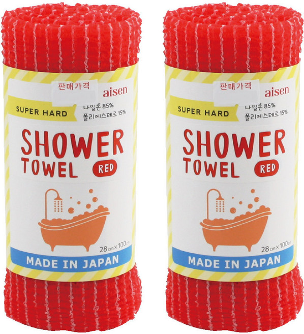 아이센 샤워타올슈퍼하드 29000-2, 레드, 1개입, 2개