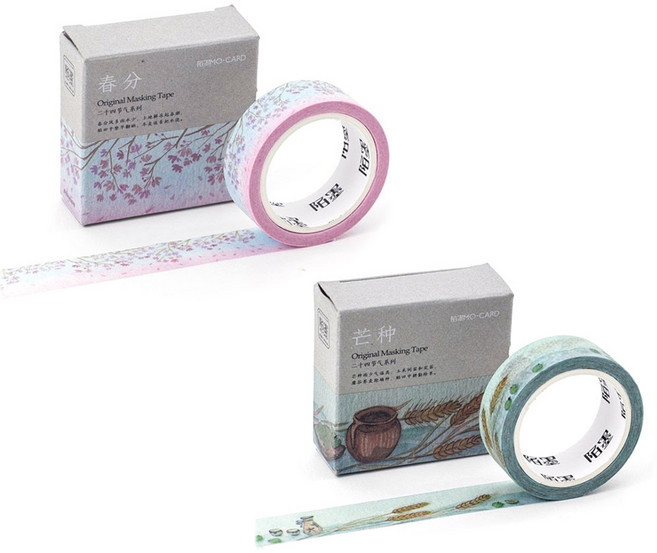 라이프포인트 24절기 마스킹 테이프 01춘분 + 06망종, 혼합 색상, 1세트