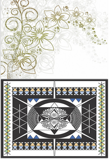 로엠디자인 실리콘 식탁매트 꽃향기 화이트 + 무제, 혼합 색상, 385 x 285 mm