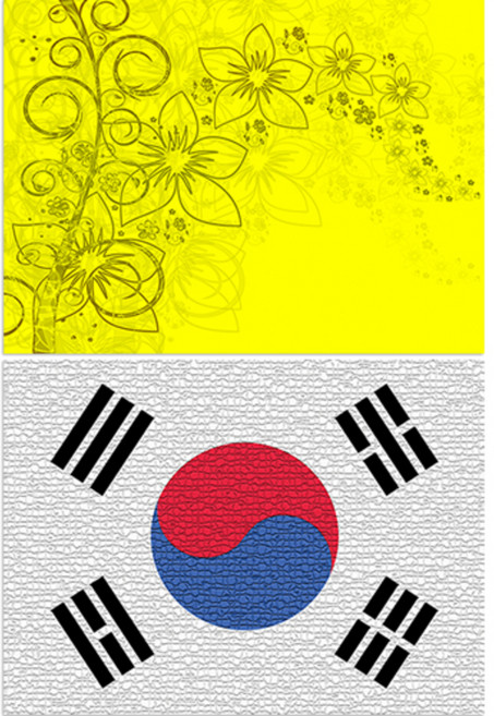 로엠디자인 실리콘 식탁매트 꽃향기 노랑 + 태극기, 혼합 색상, 385 x 285 mm