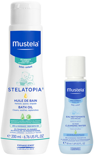무스텔라 스텔라토피아 배스 오일 200ml + 노-린스 클렌징 워터 50ml 세트, 1세트