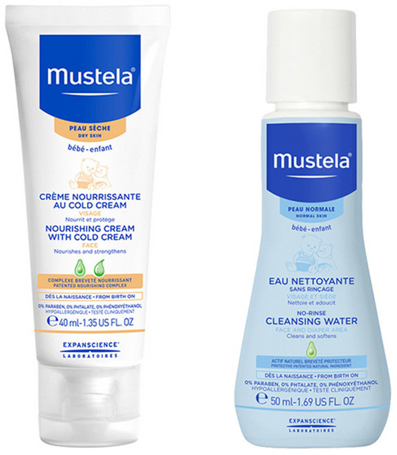 무스텔라 너리싱 크림 위드 콜드 크림 40ml + 노-린스 클렌징 워터 50ml 세트, 1세트