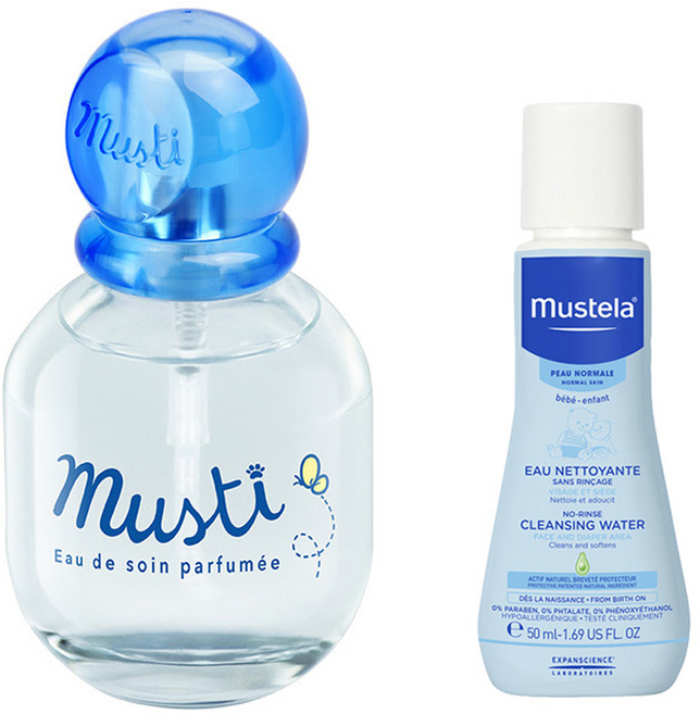 무스텔라 무스티 무알콜 베이비 향수 50ml + 이드라 베베 노린스워터 50ml 세트, 1세트, 향수 + 노린스워터