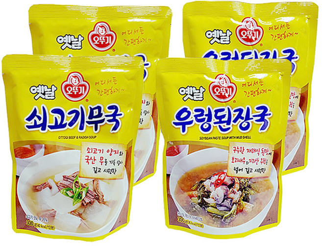 오뚜기 옛날 쇠고기무국 300g x 2p + 우렁된장국 300g x 2p, 1세트