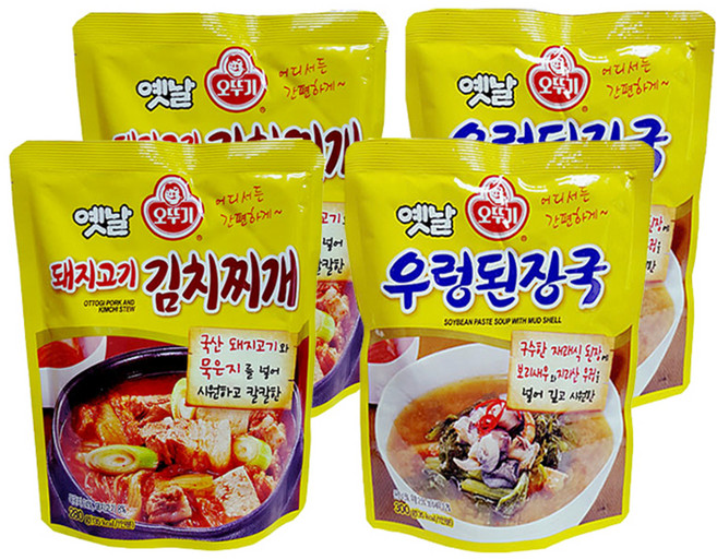 오뚜기 옛날 돼지고기 김치찌개 280g x 2p + 우렁된장국 300g x 2p, 1세트