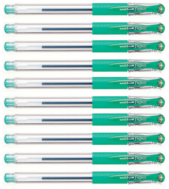 시그노 유니볼 펜 UM-151 0.28mm, 에메랄드, 10개