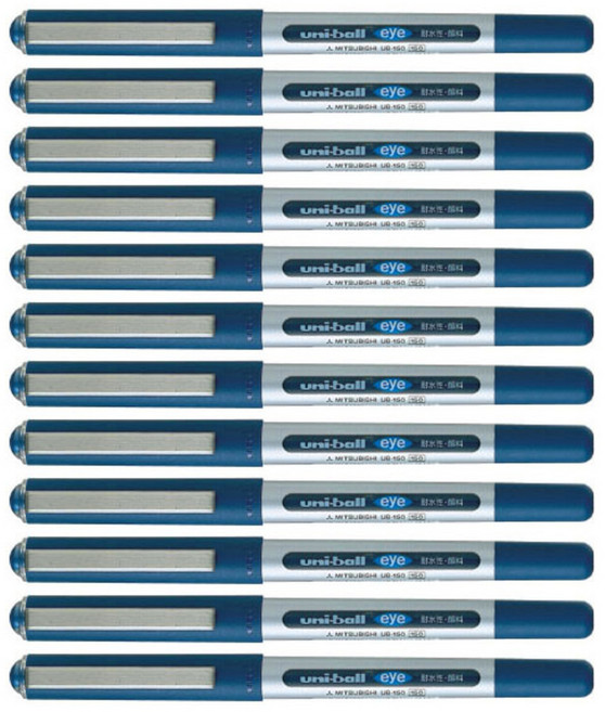 미쯔비시 유니볼 수성펜 UB-150 0.5mm, 블루, 12개입