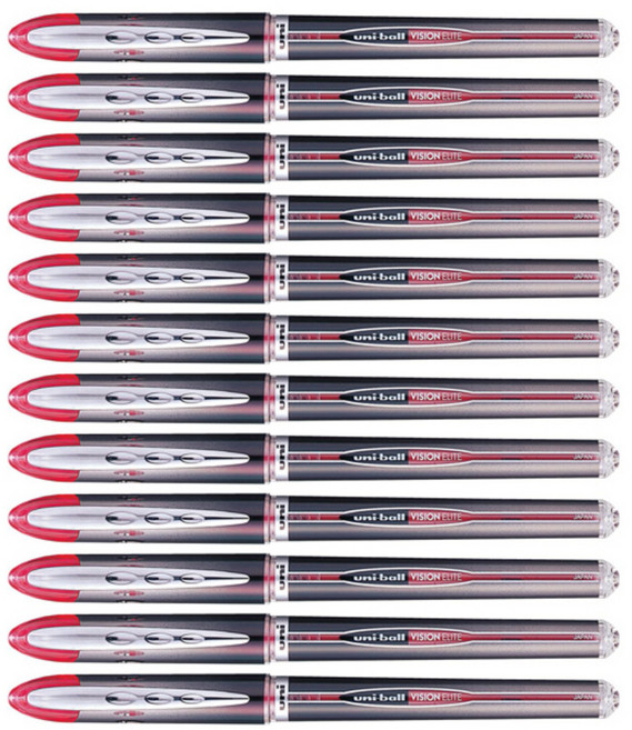 미쯔비시 유니볼 수성펜 UB-205 0.5mm, 레드, 12개입