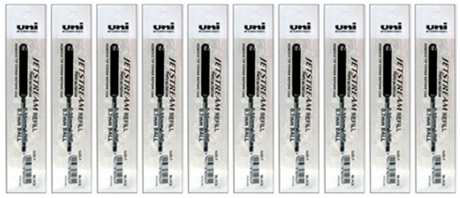 제트스트림 유니 전용 리필심 0.7mm SXR-7, 블랙, 10개