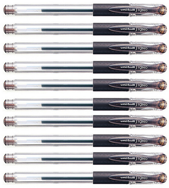 시그노 유니볼 UM-151 펜 0.38mm, 브라운블랙, 10개