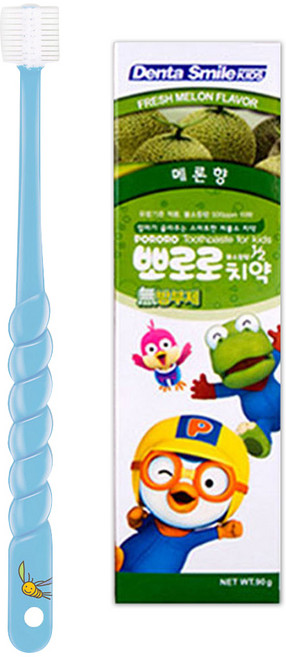 STB 민들레종 360도 칫솔 유아용 + 뽀로로 치약 메론향 90g, 블루, 1세트