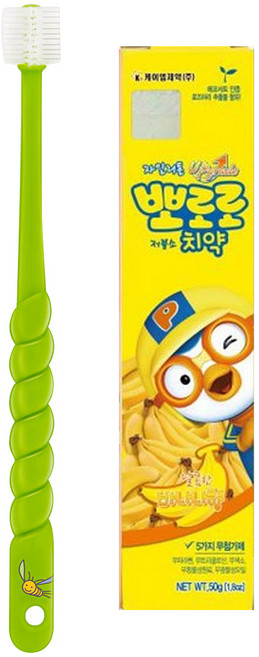 STB 민들레종 360도 칫솔 유아용 + 뽀로로 바나나치약 50g, 그린, 1세트