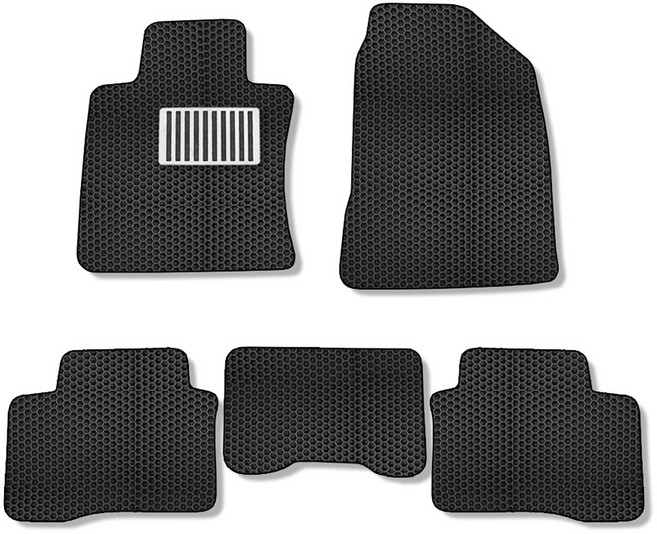 더존 벌집 카매트 일반형+레이싱 발판패드 3P, 쌍용 티볼리에어, 블랙