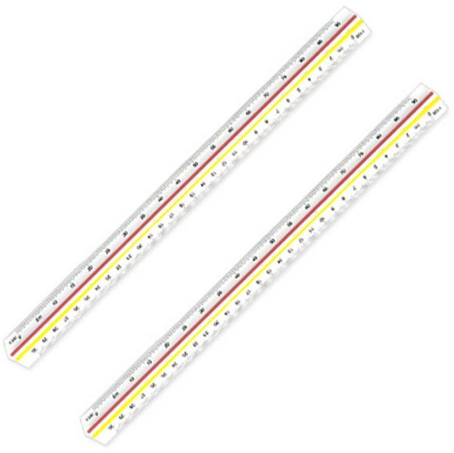 블루마토 삼각스케일자 30cm KJ-3000 PVC, 혼합 색상, 2개