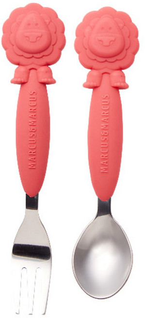 마커스앤마커스 유아용 스푼 포크 세트, 레드사자 마커스, 1세트
