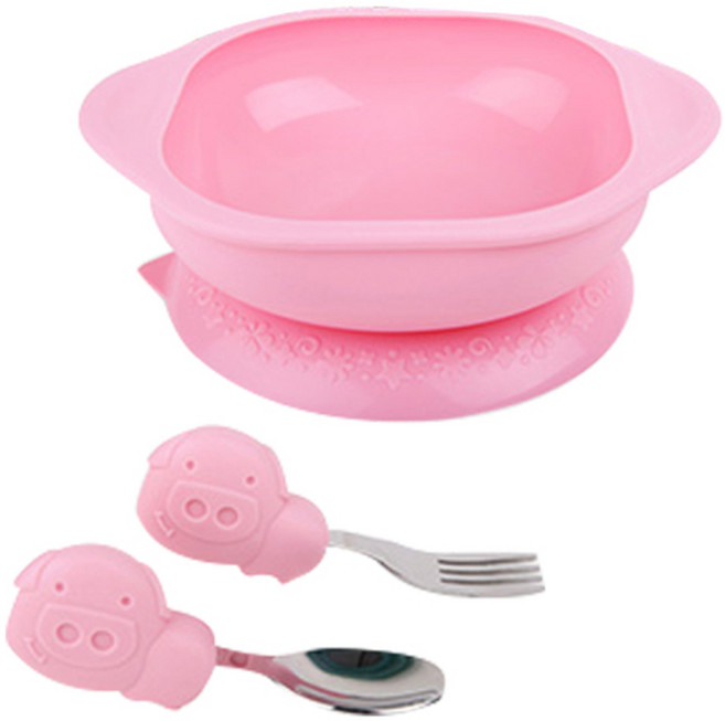 마커스앤마커스 유아 토들러 식기세트, 핑크돼지 포키, 1세트