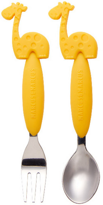 마커스앤마커스 유아용 스푼 포크 세트, 옐로우기린 롤라, 1세트