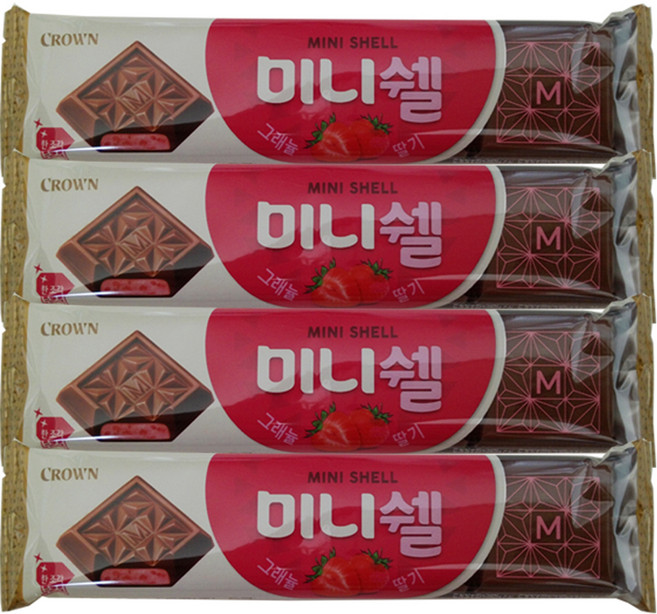 크라운 미니쉘 초콜릿 그레뉼 딸기, 24g, 4개