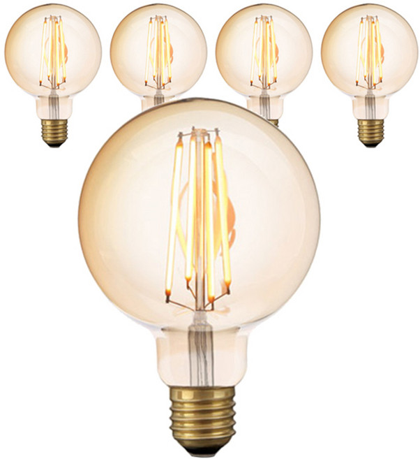 씨티오 LED COB 엔틱램프 5W G95, 전구색, 5개