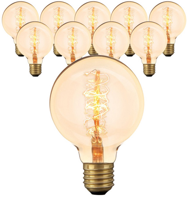 씨티오 필라멘트 엔틱램프 G80 65W 10p, 전구색, 10개