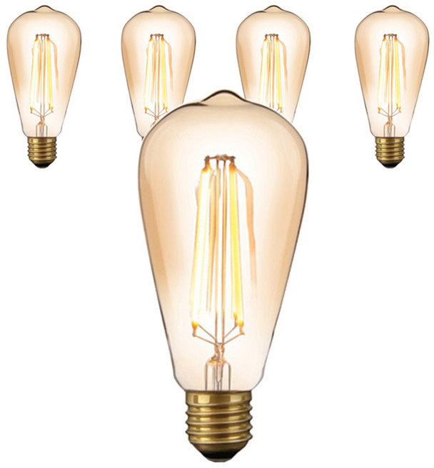 씨티오 LED COB 엔틱램프 5W ST64, 전구색, 5개