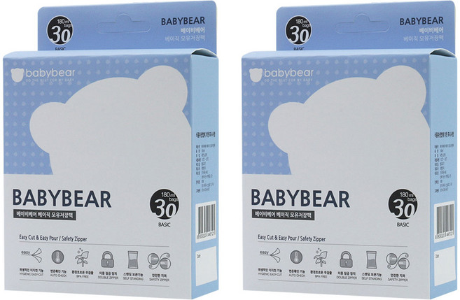 베이비베어 국내 제조 베이직 모유저장팩 180ml, 30개입, 2개