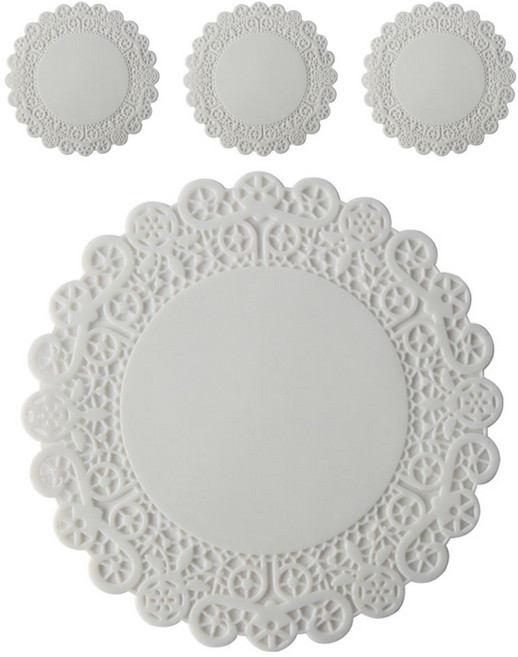 에이드엘 실리콘 도일리 컵받침, 화이트, 4개