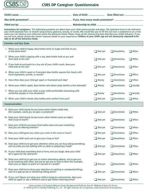 Csbs Dp Caregiver Questionnaires : Package of 50 - Normed Edition, Brookes Pub