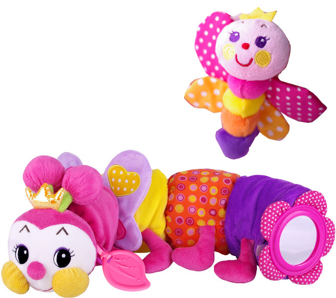 꿈나라 국민 애벌레 애착인형 + 손목 딸랑이, 핑키, 1개