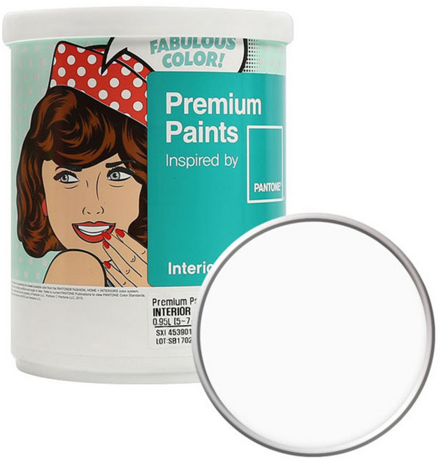 PANTONE 내부용 실내벽면 무광 페인트, WHITE, 1L, 1개