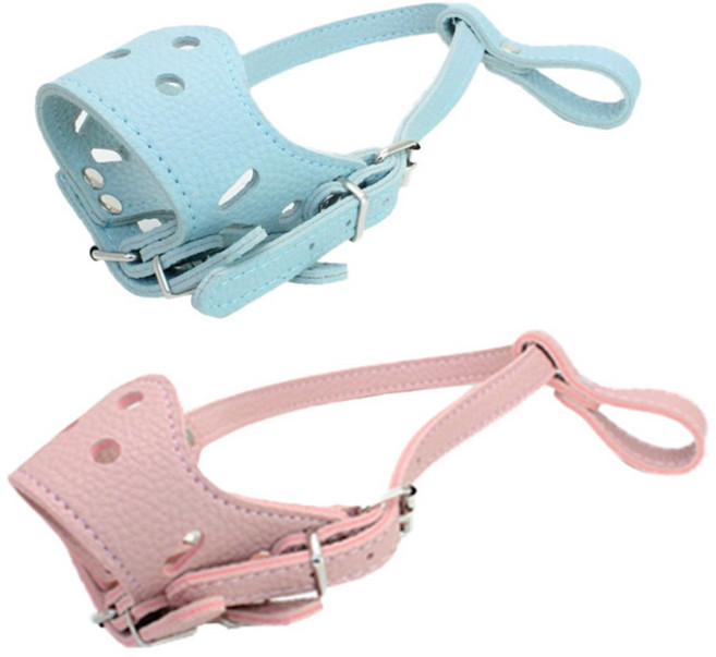 댕댕이샵 반려동물 훈련용 가죽 입마개 S 2p, 스카이, 핑크, 1세트