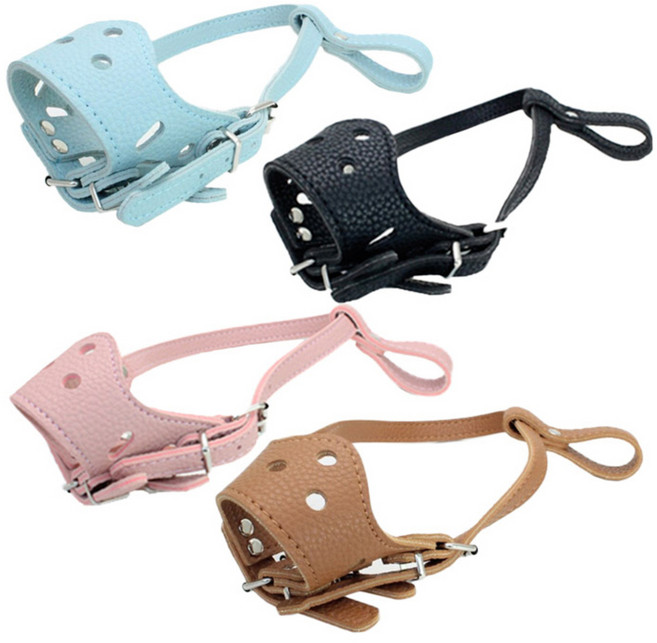 댕댕이샵 반려동물 훈련용 가죽입마개 L 4종 세트, 스카이, 블랙, 핑크, 브라운, 1세트