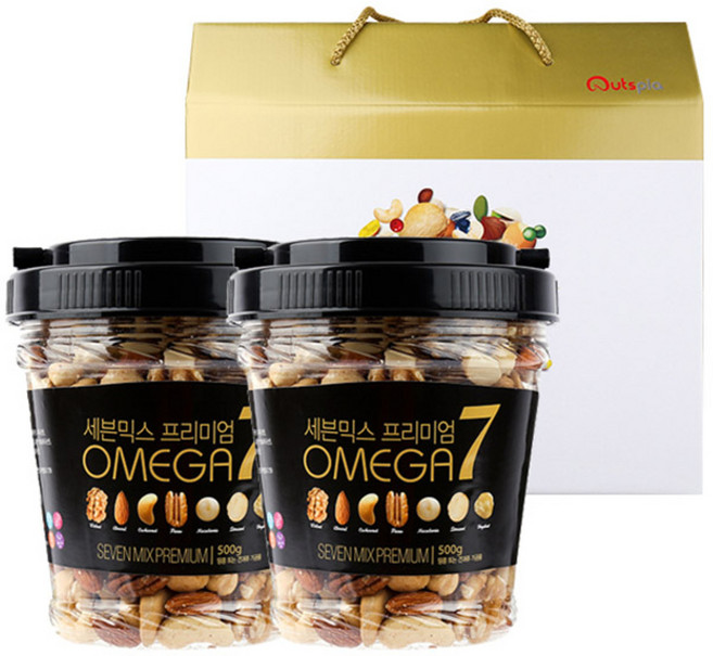 넛츠피아 세븐믹스 프리미엄 오메가 넛츠 선물세트, 500g, 2개입