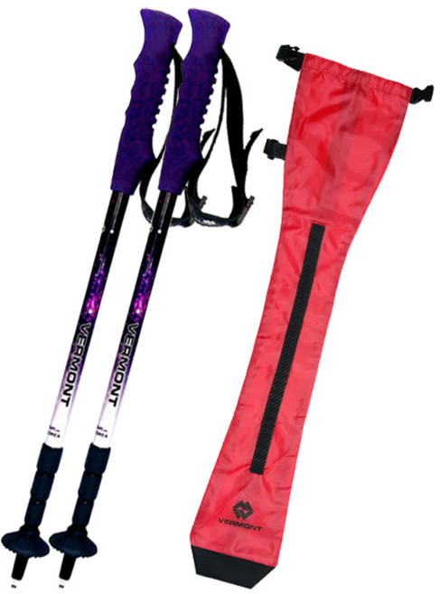 버먼트 디바 경량 4단 등산스틱 2p + 시코 스틱 파우치, 스틱(혼합 색상), 파우치(레드), 1개