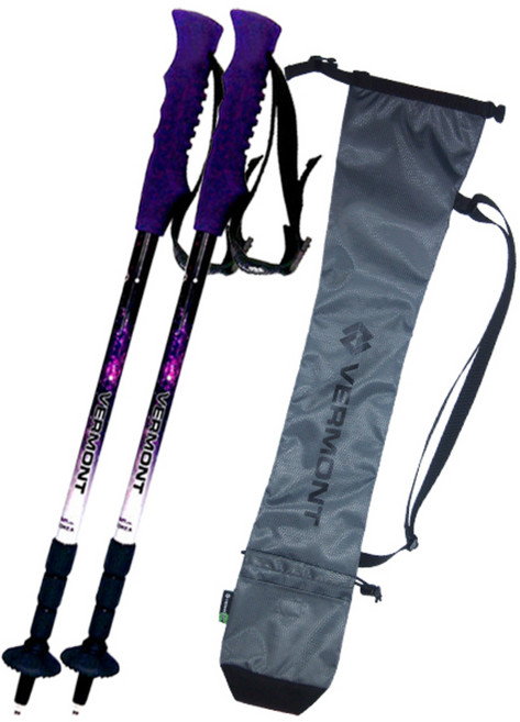 버먼트 디바 경량 4단 등산스틱 2p + 팩커블 스틱 파우치, 스틱(혼합 색상), 파우치(그레이), 1개