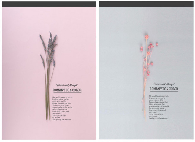 톡톡팬시 3000 로맨틱 컬러 패드편지지 2종 세트, 핑크 + 그레이