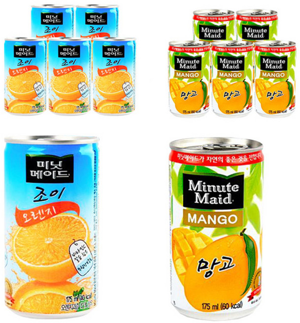 미닛메이드 음료 조이 오렌지 175ml x 6p + 망고 175ml x 6p, 1세트